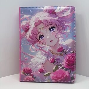Pink Anime Notebook: Sailor Moon Style Floral PU Leather Journal/Diary